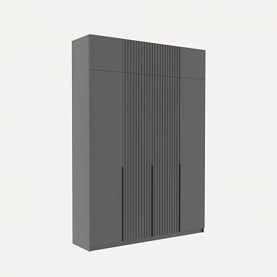 Шкаф с антресолью и рифлеными фасадами Альтаир Графит
